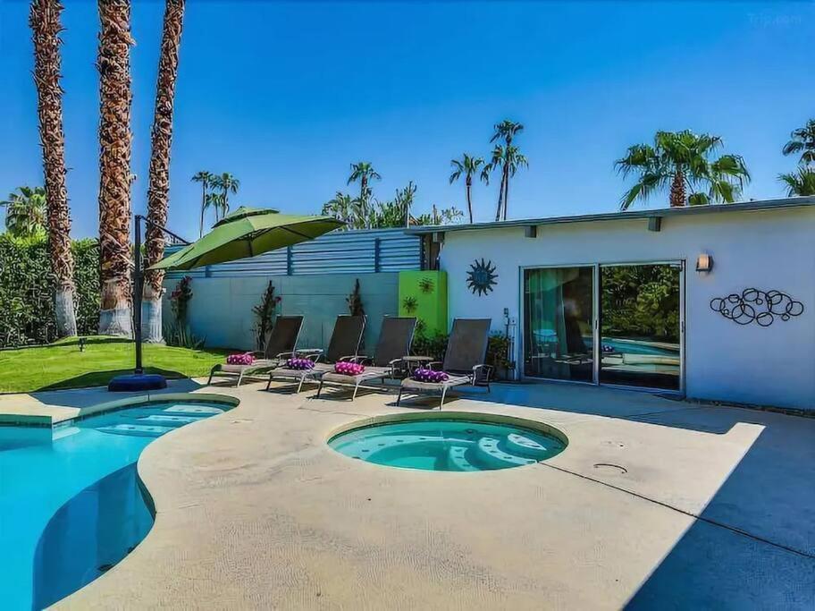 Serene 4 Bed 3 Bath Heated Pool Natural Backyard Heart Of Palm Springs Exterior photo